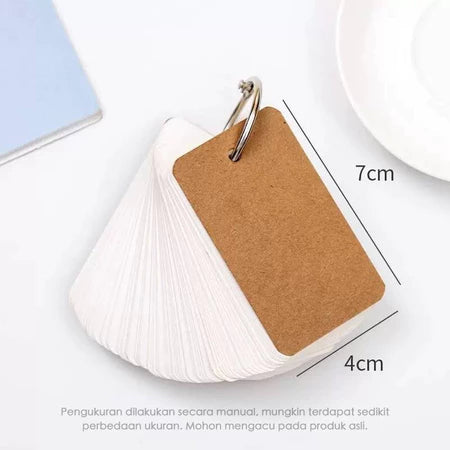 Aimilo Flash Card Kosong 100 Lembar Ring Flash Card Polos Notebook Mini Memo Notebook
