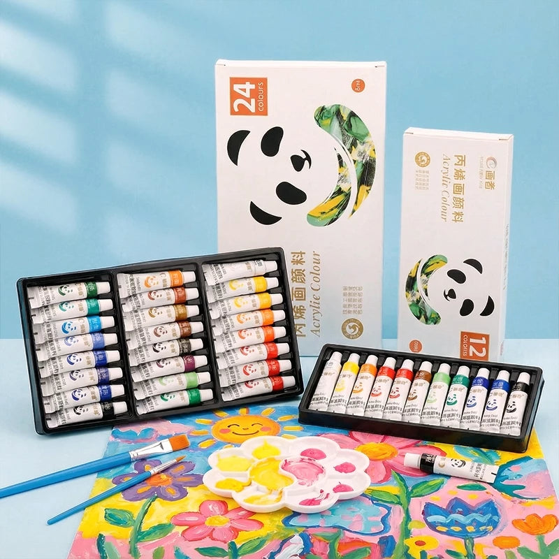 Aimilo Cat Akrilik Set 12/24Warna Acrylic Paint Isi Palet & Kuas Cepat Kering Dan Halus