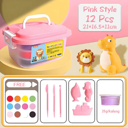 Aimilo Kotak Hadiah Mainan Clay Isi 12 Pcs Clay Warna Warni Mainan Edukasi Anak Hadiah Anak