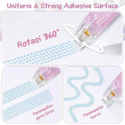 Aimilo Glue Tape Roller Retractable 5M Lem Kertas Double Tape Refill Adhesive Tape