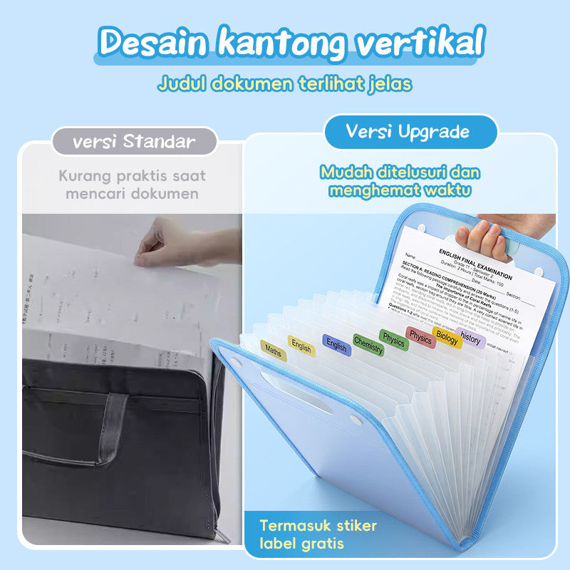 Aimilo Tas Dokumen A4 Map Dokumen Tas File Handle Partisi Transparan Tahan Air Cocok Untuk Sekolah Kantor
