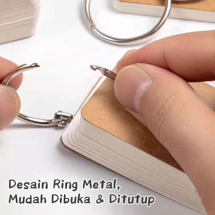 Aimilo Flash Card Kosong 100 Lembar Ring Flash Card Polos Notebook Mini Memo Notebook