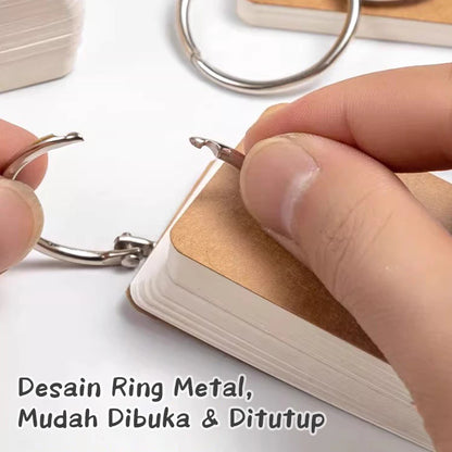 Aimilo Flash Card Kosong 100 Lembar Ring Flash Card Polos Notebook Mini Memo Notebook