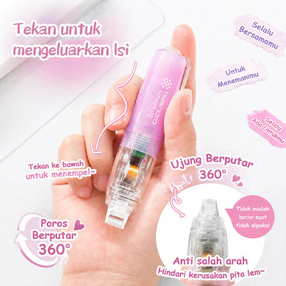 Aimilo Glue Tape Roller Retractable 5M Lem Kertas Double Tape Refill Adhesive Tape