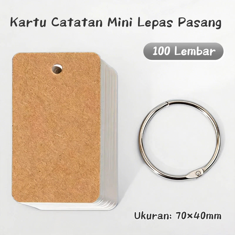 Aimilo Flash Card Kosong 100 Lembar Ring Flash Card Polos Notebook Mini Memo Notebook