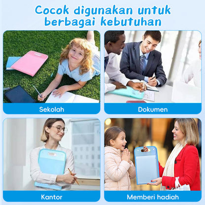 Aimilo Tas Dokumen A4 Map Dokumen Tas File Handle Partisi Transparan Tahan Air Cocok Untuk Sekolah Kantor