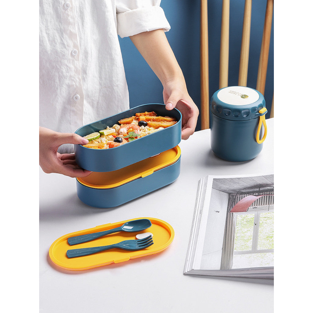 [READY] Aimilo Tempat Makan Anak Tk BPA Free Dapat digunakan untuk Microwave Kotak Bekal Anak Lunch Box Tempat Bontot Free Sendok
