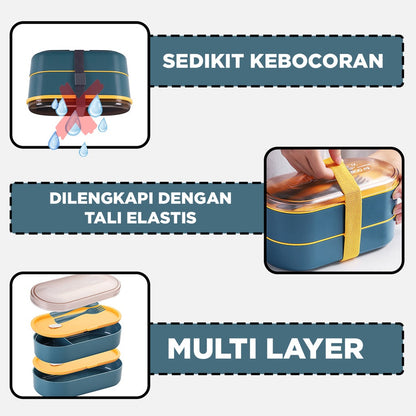 [READY] Aimilo Tempat Makan Anak Tk BPA Free Dapat digunakan untuk Microwave Kotak Bekal Anak Lunch Box Tempat Bontot Free Sendok