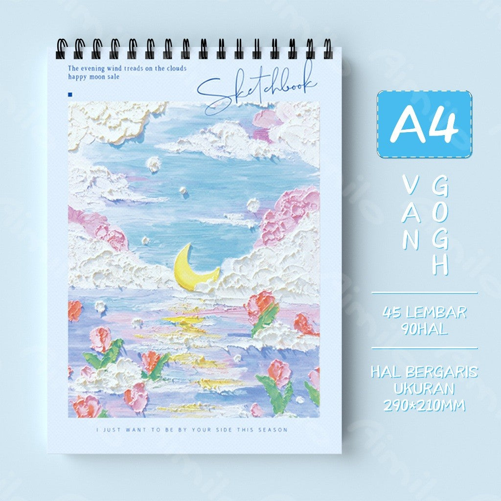 [READY] Aimilo Buku Gambar A4 Sketchbook Buku Sketsa lTebal Vertikal Jilid Spiral 45 Lembar/90 Halaman