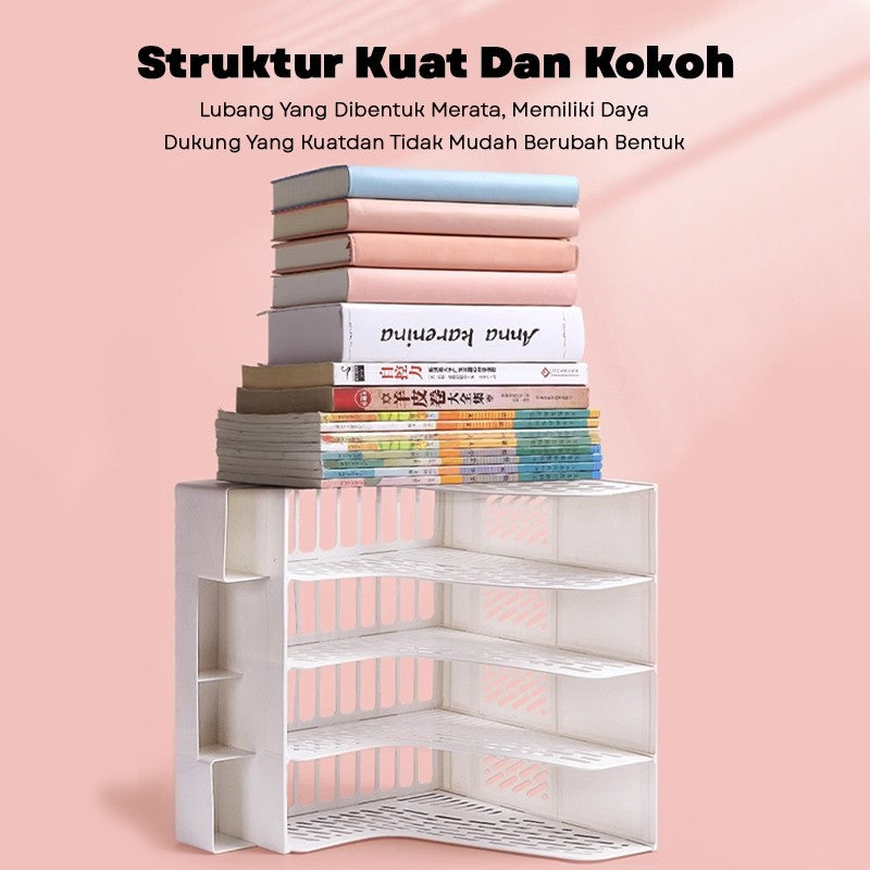 Aimilo Rak Buku Minimalis Aesthetic Tempat Buku Desktop Organizer File Serbaguna Box File Rak Buku Sekat