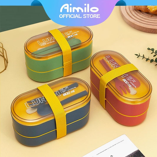 [READY] Aimilo Tempat Makan Anak Tk BPA Free Dapat digunakan untuk Microwave Kotak Bekal Anak Lunch Box Tempat Bontot Free Sendok