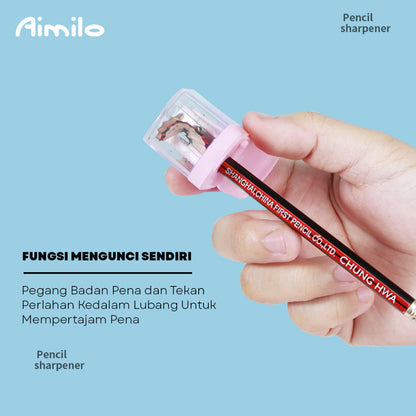 [READY] Aimilo Rautan Serutan Pensil Putar Sharpener Dengan Penutup