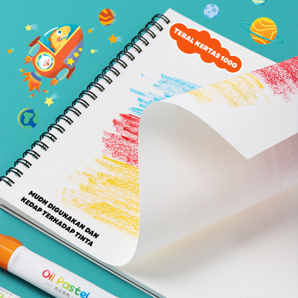 [READY] Aimilo Buku Gambar Anak Sketchbook A4 Drawing Book Astronot Jilid Spiral Kertas Tebal 30 Lembar