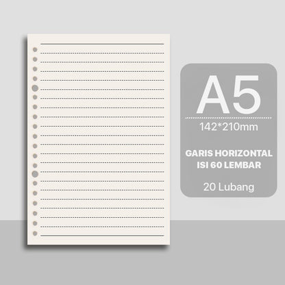 [READY] Aimilo 60 Lembar Kertas Isi Ulang Binder A5/B5 Loose Leaf Refill Buku Binder Aesthetic