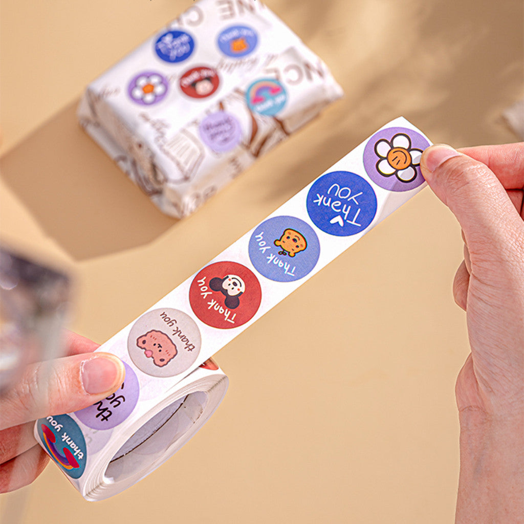 [READY] Aimilo Sticker Thank You Roll Isi 500 Pcs Warna Warni Stiker Terima Kasih Self Adhesive Seal Label Sticker Label
