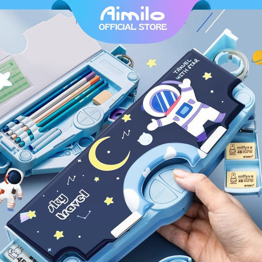 [READY] Aimilo Tempat Pensil Multifungsi Kotak Pensil Anak Lengkap Peruncing Gunting Isolasi Penghapus Penggaris Alat Tulis Sekolah