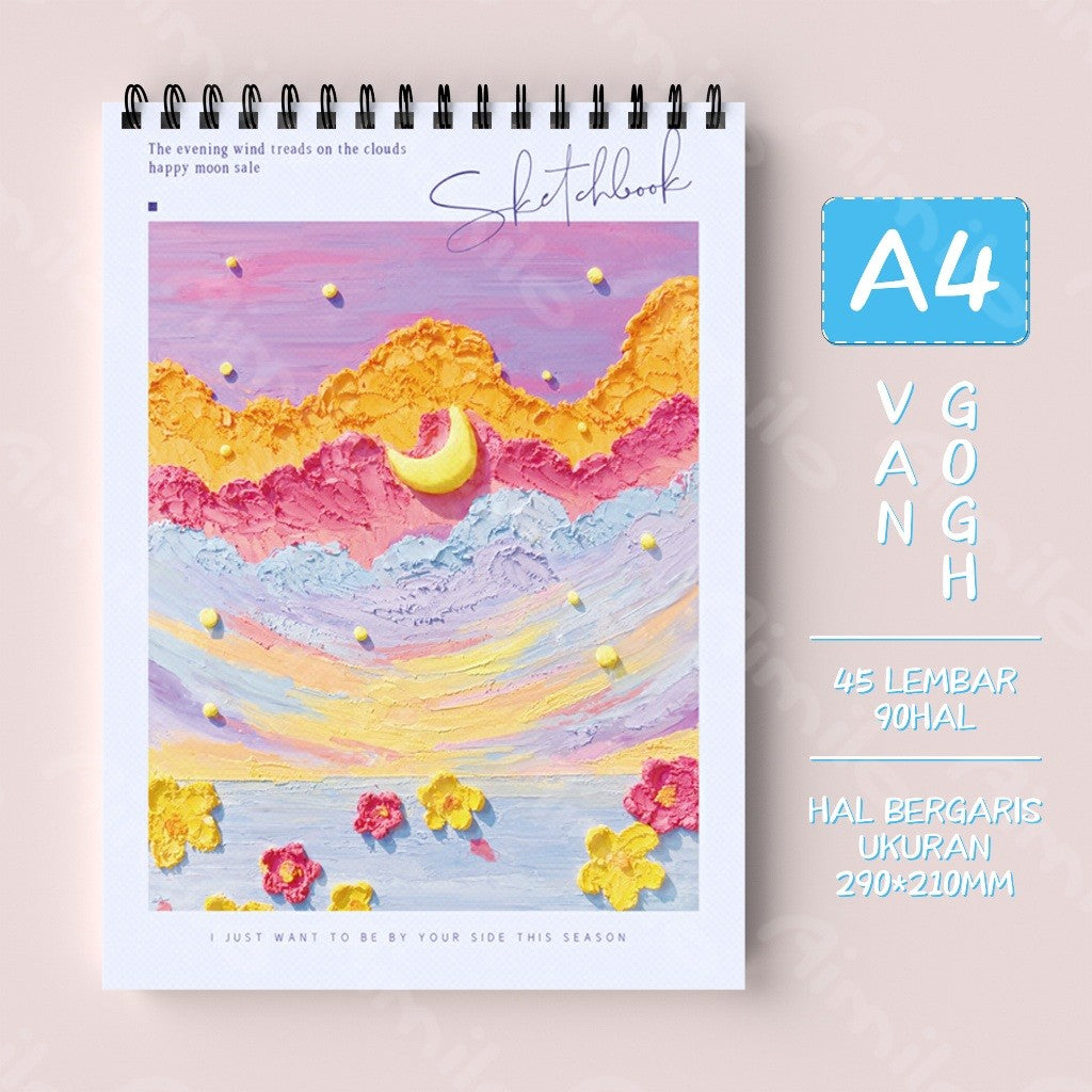 [READY] Aimilo Buku Gambar A4 Sketchbook Buku Sketsa lTebal Vertikal Jilid Spiral 45 Lembar/90 Halaman