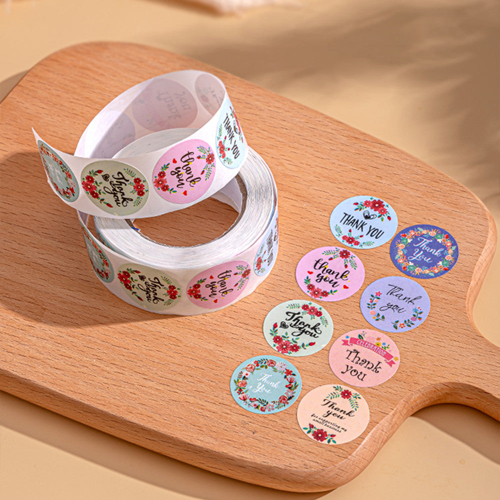 [READY] Aimilo Sticker Thank You Roll Isi 500 Pcs Warna Warni Stiker Terima Kasih Self Adhesive Seal Label Sticker Label
