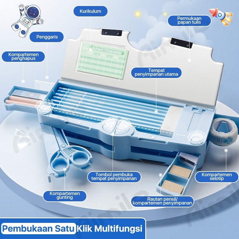 [READY] Aimilo Tempat Pensil Multifungsi Kotak Pensil Anak Lengkap Peruncing Gunting Isolasi Penghapus Penggaris Alat Tulis Sekolah