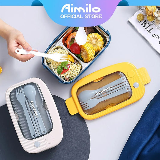 [READY] Aimilo Kotak Bekal Anak Free Sendok Dapat digunakan untuk Microwave Tempat Makan Anak Tk Lunch Box Tempat Bontot BPA Free