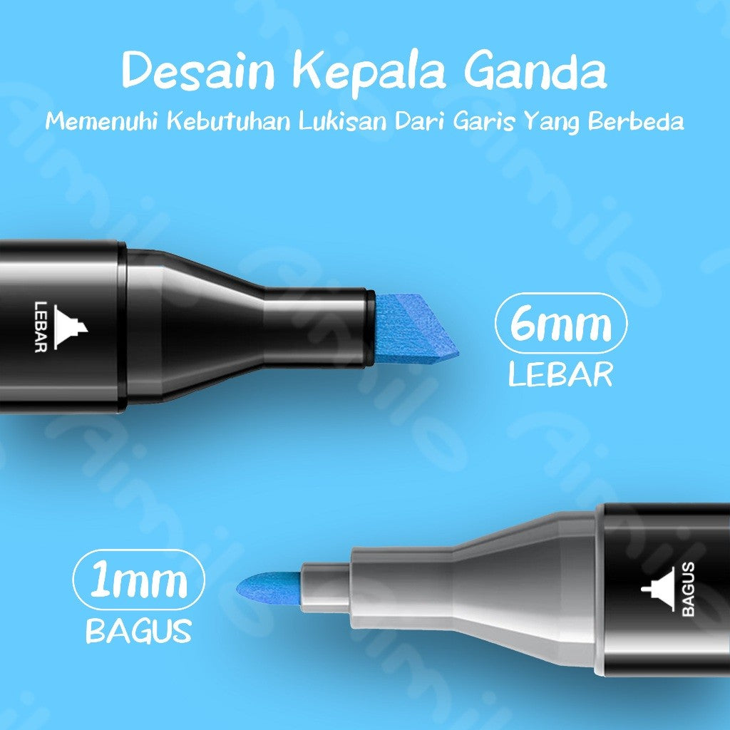 [READY] Aimilo Spidol Warna Warni 1 Set Sketch Marker 2 Tip Touch Marker 48/60/80 Warna