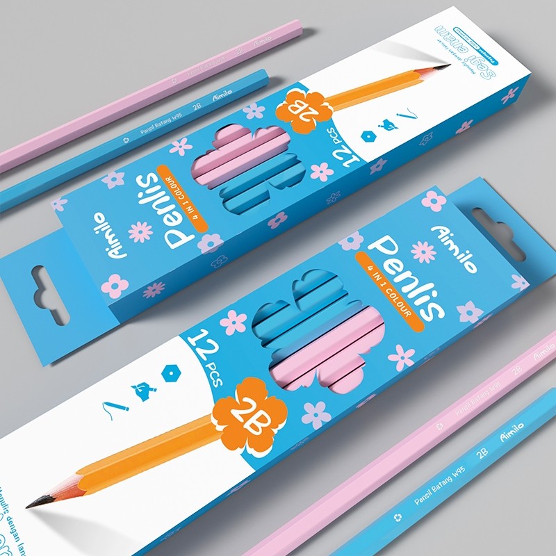 [READY] Aimilo 12PCS/Kotak Pensil 2B Graphite Pensil Alat Tulis Sekolah Pensil 1 Pack