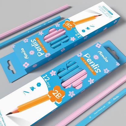 [READY] Aimilo 12PCS/Kotak Pensil 2B Graphite Pensil Alat Tulis Sekolah Pensil 1 Pack
