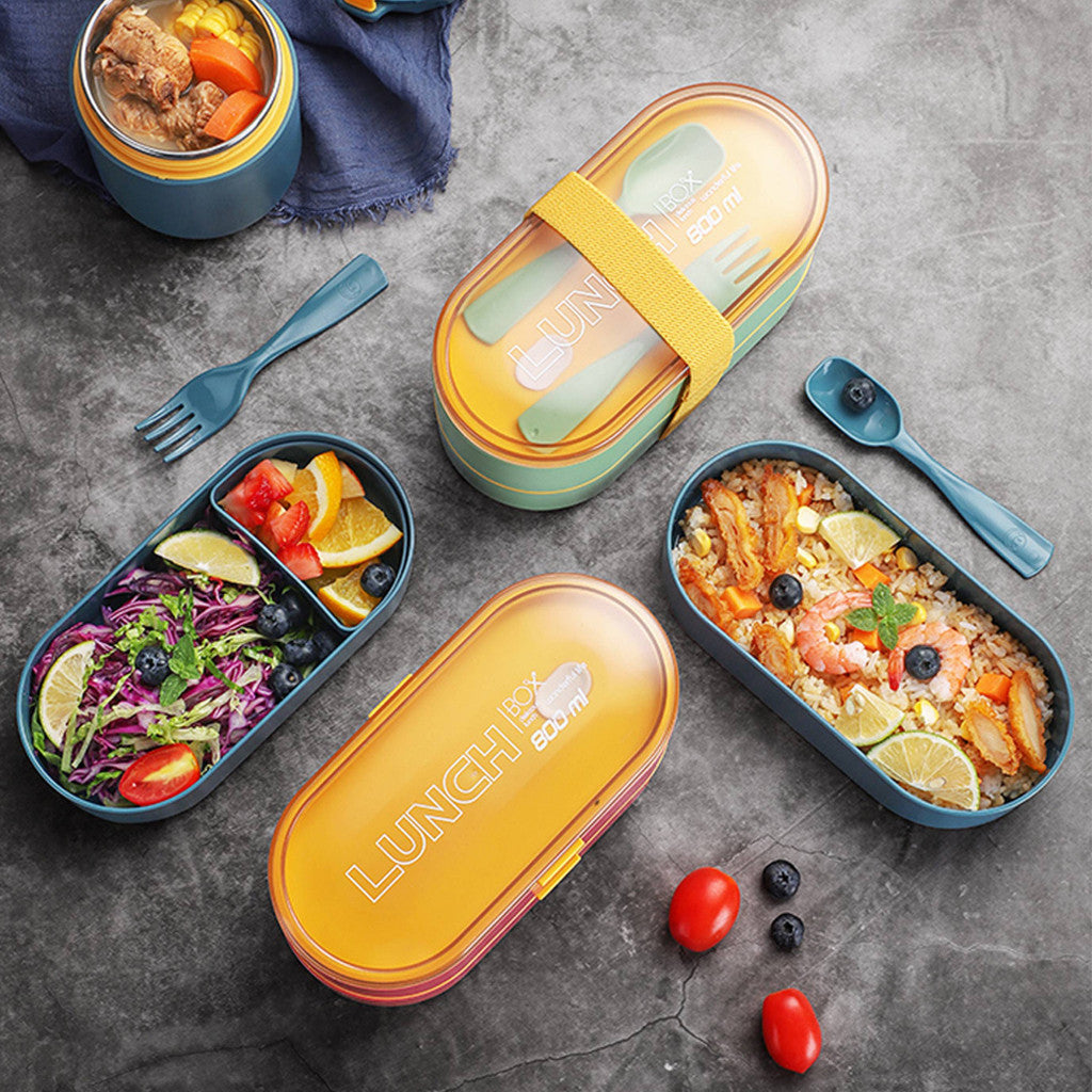 [READY] Aimilo Tempat Makan Anak Tk BPA Free Dapat digunakan untuk Microwave Kotak Bekal Anak Lunch Box Tempat Bontot Free Sendok
