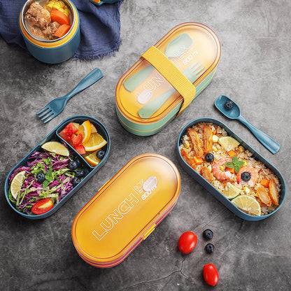[READY] Aimilo Tempat Makan Anak Tk BPA Free Dapat digunakan untuk Microwave Kotak Bekal Anak Lunch Box Tempat Bontot Free Sendok