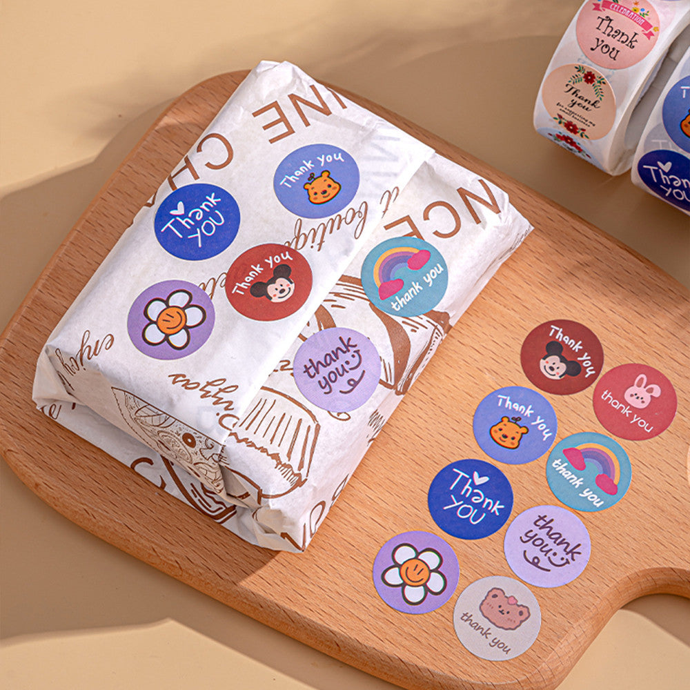 [READY] Aimilo Sticker Thank You Roll Isi 500 Pcs Warna Warni Stiker Terima Kasih Self Adhesive Seal Label Sticker Label