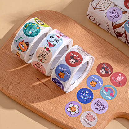 [READY] Aimilo Sticker Thank You Roll Isi 500 Pcs Warna Warni Stiker Terima Kasih Self Adhesive Seal Label Sticker Label