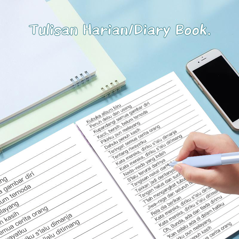 [READY] Aimilo Notebook Set Notebook A5&Pulpen Gel Buku Diary Aesthetic 4 Warna Sekolah Stationary