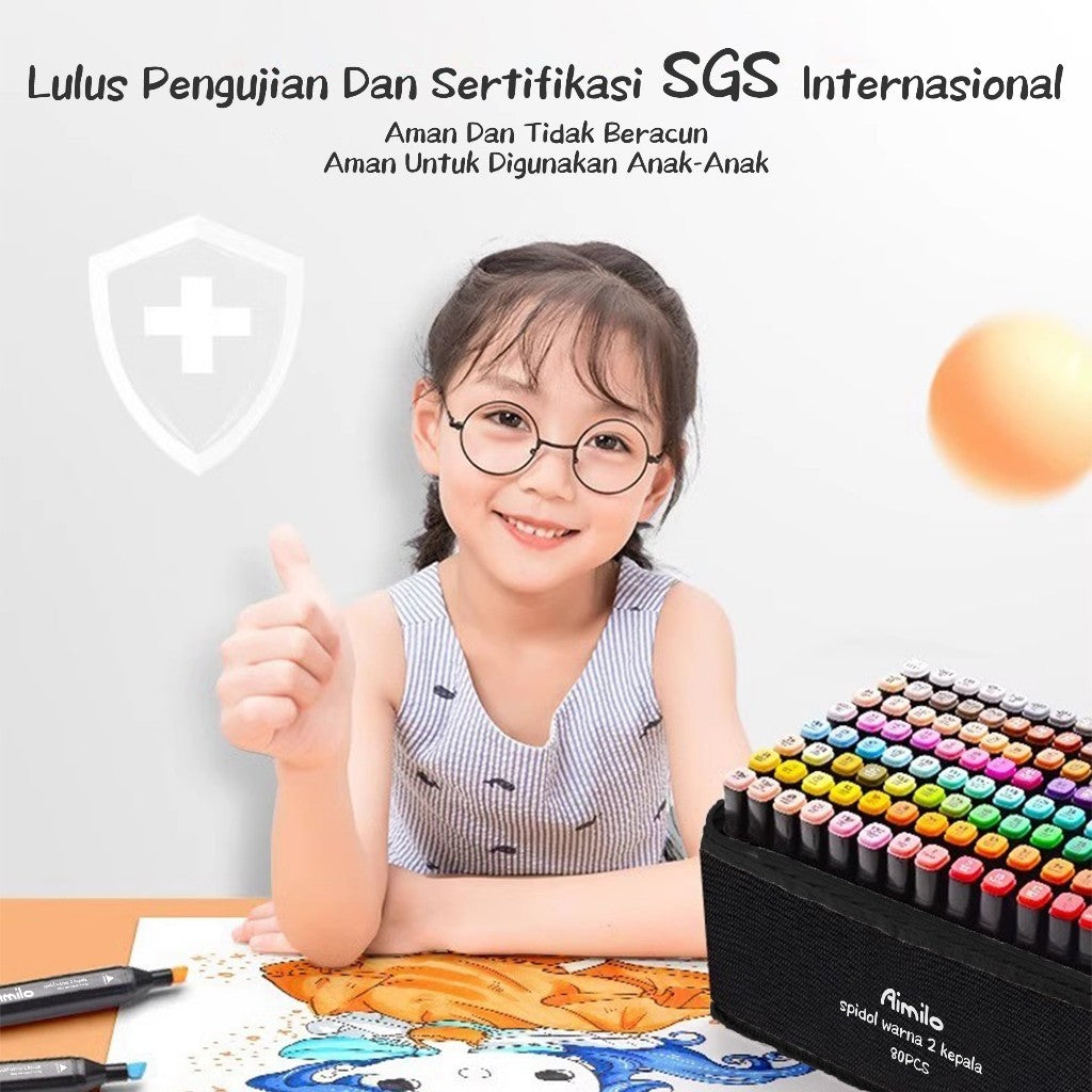 [READY] Aimilo Spidol Warna Warni 1 Set Sketch Marker 2 Tip Touch Marker 48/60/80 Warna
