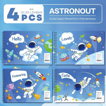 [READY] Aimilo Buku Gambar Anak Sketchbook A4 Drawing Book Astronot Jilid Spiral Kertas Tebal 30 Lembar