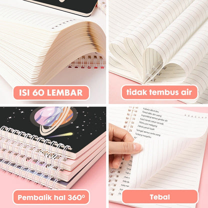 [READY] Aimilo Notebook A5 1 Paket 4 Pcs Buku Diary Aesthetic Buku Jurnal Aesthetic Sekolah 40 Lembar