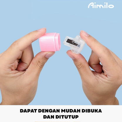 [READY] Aimilo Rautan Serutan Pensil Putar Sharpener Dengan Penutup