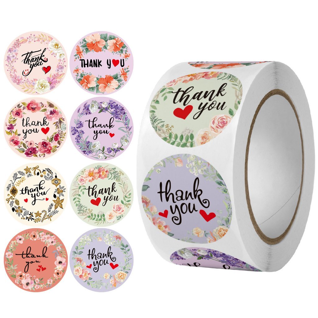 [READY] Aimilo Sticker Thank You Roll Isi 500 Pcs Warna Warni Stiker Terima Kasih Self Adhesive Seal Label Sticker Label