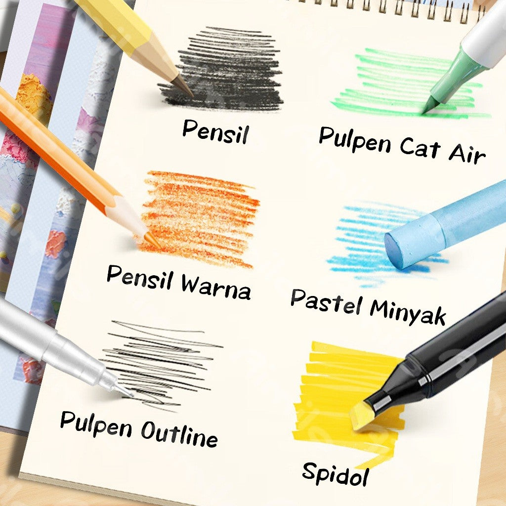 [READY] Aimilo Buku Gambar A4 Sketchbook Buku Sketsa lTebal Vertikal Jilid Spiral 45 Lembar/90 Halaman