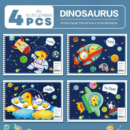 [READY] Aimilo Buku Gambar Anak Sketchbook A4 Drawing Book Astronot Jilid Spiral Kertas Tebal 30 Lembar