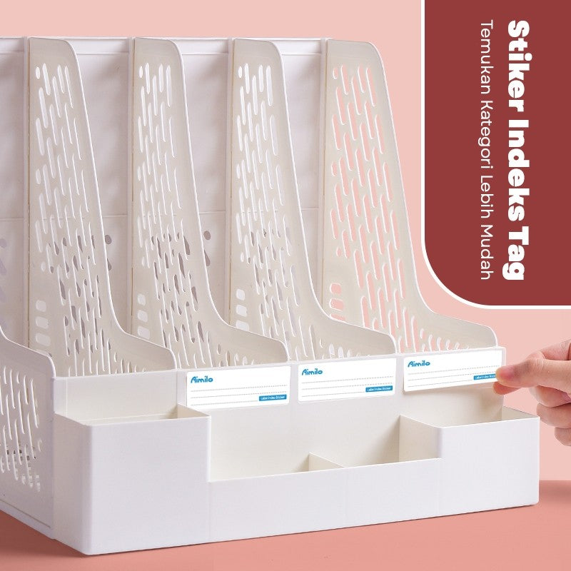 Aimilo Rak Buku Minimalis Aesthetic Tempat Buku Desktop Organizer File Serbaguna Box File Rak Buku Sekat
