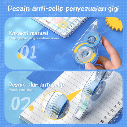 Aimilo Pita Koreksi 12m Correction Tape Halus Untuk Digunakan Cakupan Yang Mulus Alat Tulis