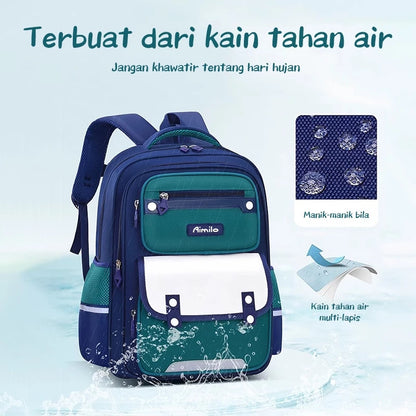 Aimilo Tas Ransel Sekolah Laki Laki Gaya Inggris Tas Ransel SD Tas Ransel Anak
