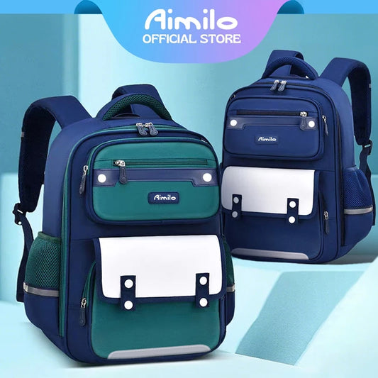 Aimilo Tas Ransel Sekolah Laki Laki Gaya Inggris Tas Ransel SD Tas Ransel Anak