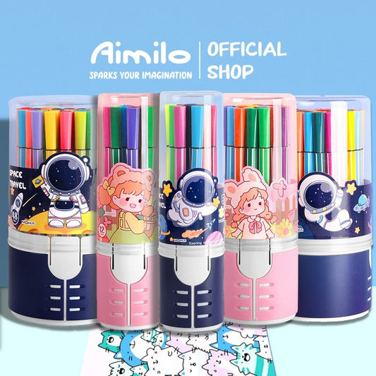 [READY] Aimilo Spidol Warna Warni 1 Set Hexagonal Watercolor Marker Pen 12/24 Warna