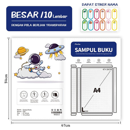 Aimilo Sampul Buku Plastik PVC Tahan Air Sampul Plastik Lks Film Pelindung Buku Tulis 10 Lembar