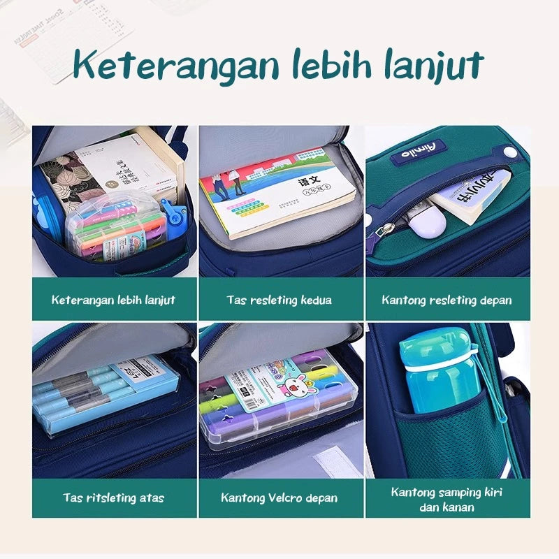 Aimilo Tas Ransel Sekolah Laki Laki Gaya Inggris Tas Ransel SD Tas Ransel Anak