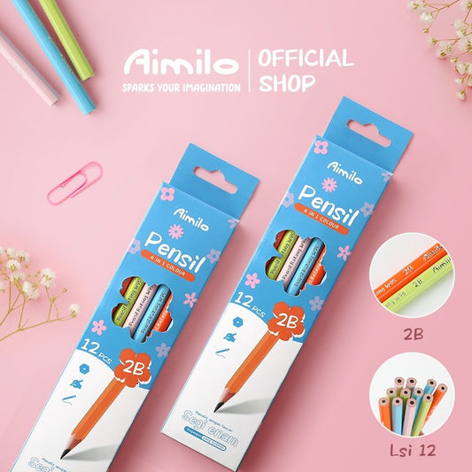 [READY] Aimilo 12PCS/Kotak Pensil 2B Graphite Pensil Alat Tulis Sekolah Pensil 1 Pack