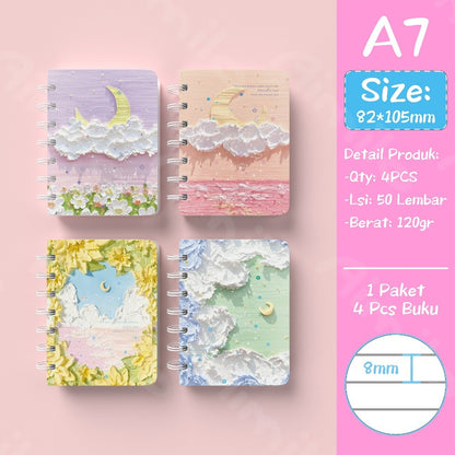[READY] Aimilo Notebook Mini 1 Paket 4 Pcs Buku Kecil Catatan Scrapbook Buku Notes Kecil 50 Lembar