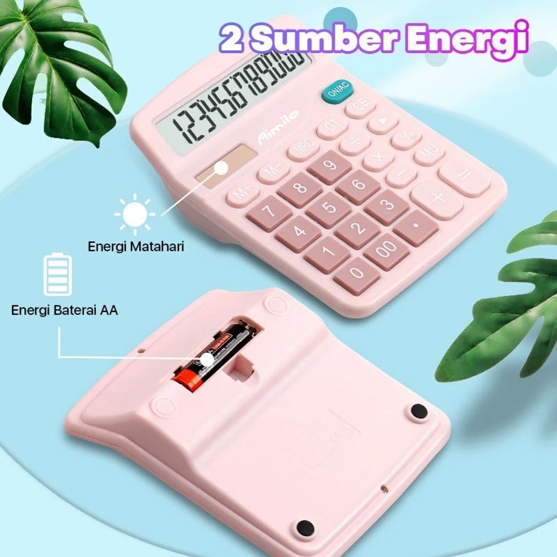 [READY] Aimilo Kalkulator Digital 12-Bit Dual Energi Baterai dan Energi Surya Caclulator Check Double Power
