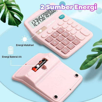 [READY] Aimilo Kalkulator Digital 12-Bit Dual Energi Baterai dan Energi Surya Caclulator Check Double Power